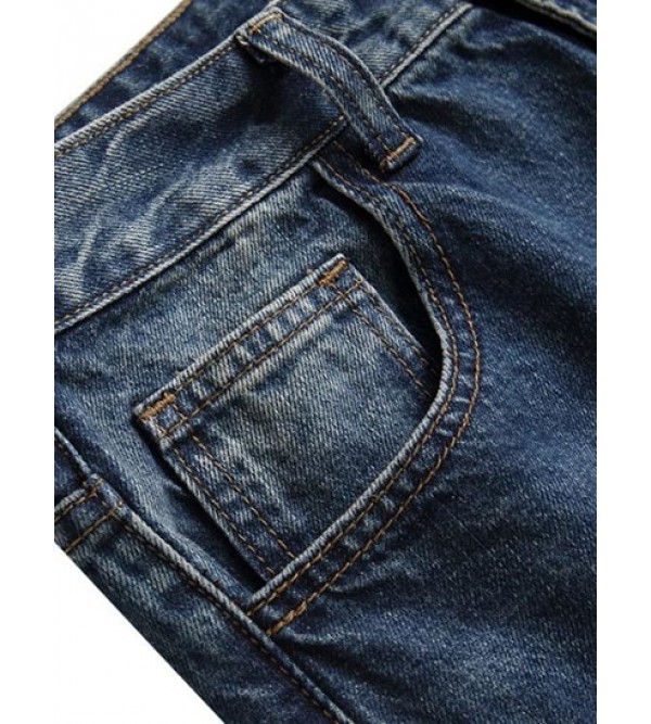 Ripped Vintage Zipper Fly Casual Jeans