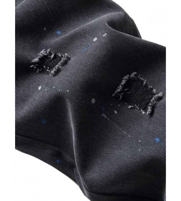 Ripped Denim Zipper Button Jeans