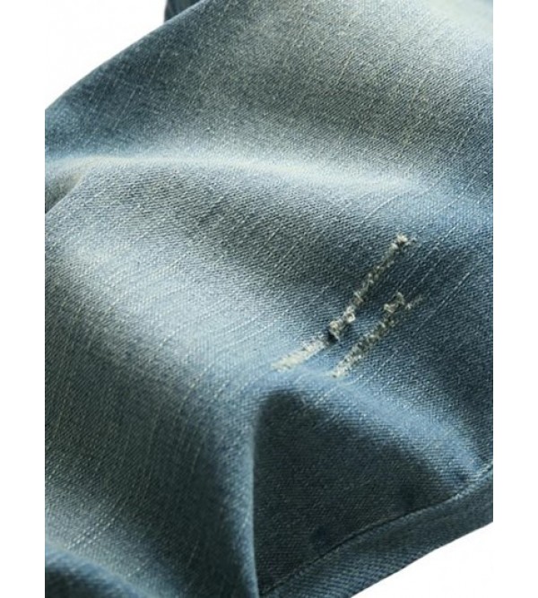 Retro Ripped Zipper Button Jeans