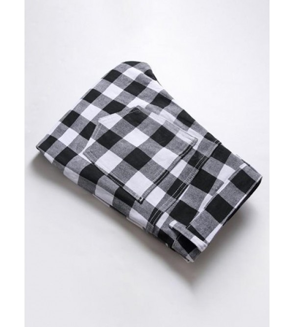 Plaid Straight Jeans