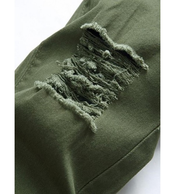 Casual Ripped Button Zipper Jeans