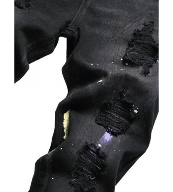 Splatter Ripped Drippy Jeans