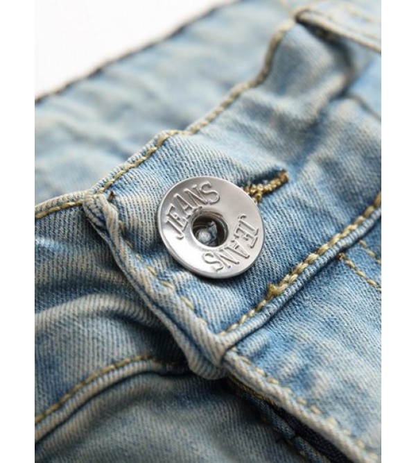 Faded Ripped Casual Pockets Jeans