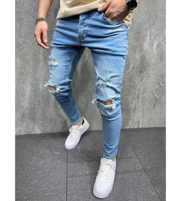 Casual Destroyed Frayed Jeans