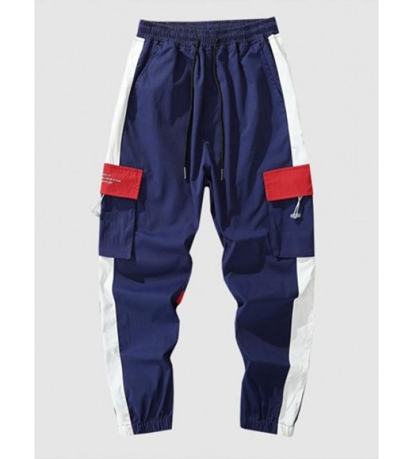 Colorblock Flap 3D Pocket Cargo Beam Feet Pants