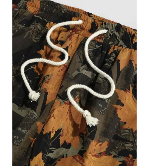 Maple Leaves Print Casual Pants
