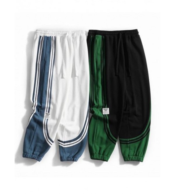 Two Tone Color Drawstring Jogger Pants