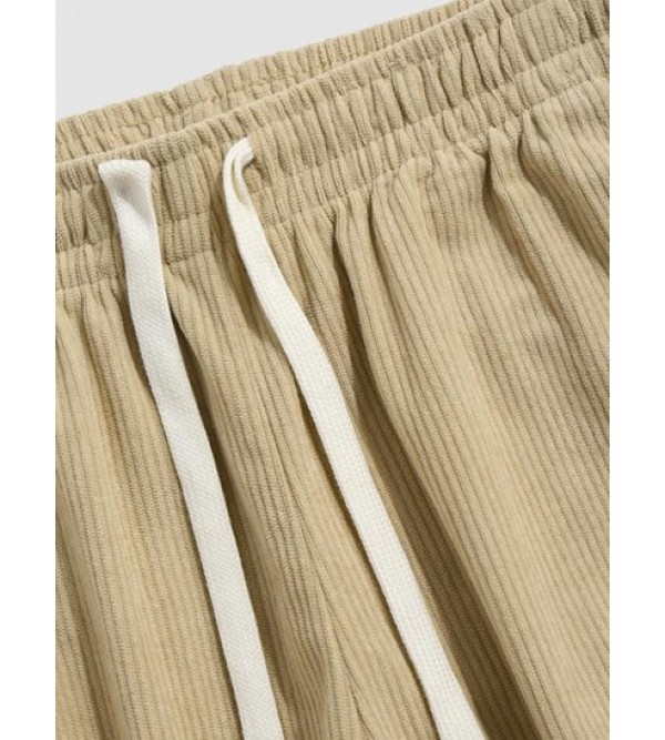 Solid Color Beam Feet Corduroy Pants