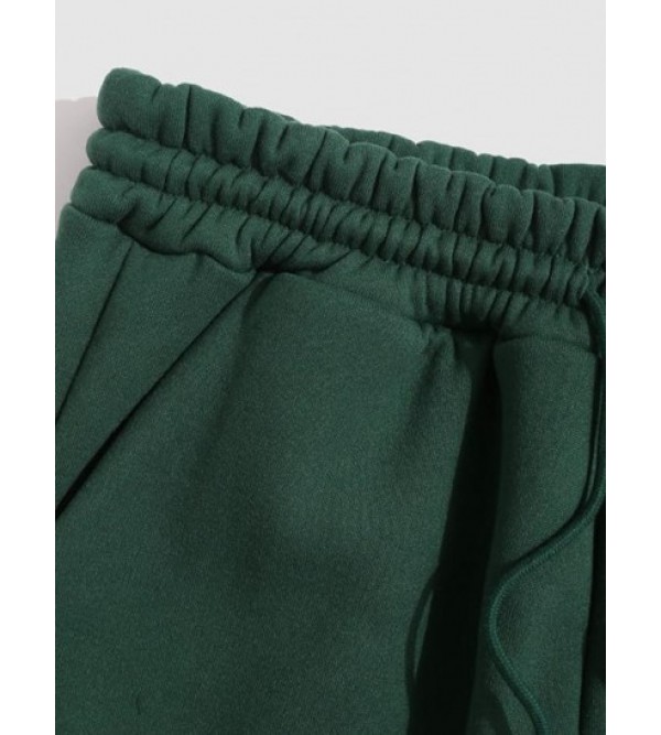 Fleece-lined Solid Color Jogger Sweatpants