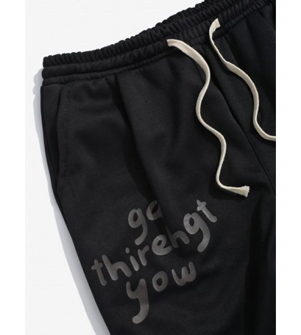 Fleece Lined Letter Jogger Sweatpants