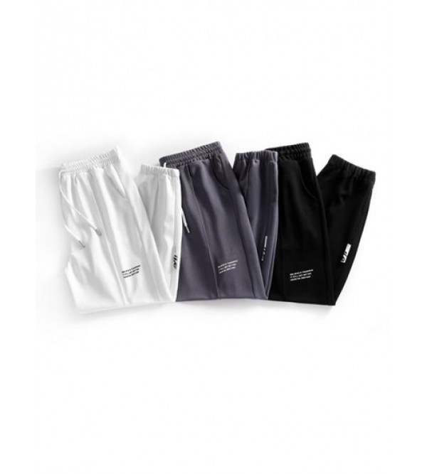 Letter Pintuck Drawstring Jogger Pants