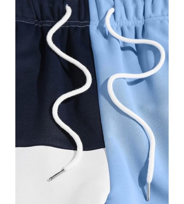 Letter Printed Colorblock Sports Sweat Pants