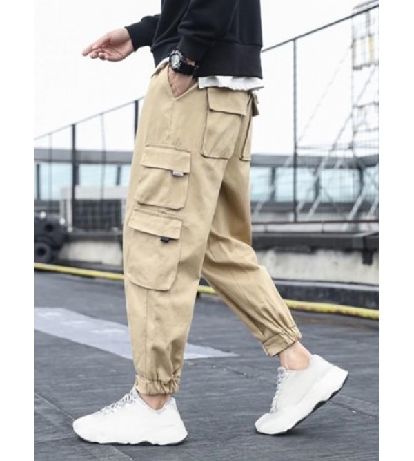 Solid Color Multi-pocket Design Jogger Cargo Pants