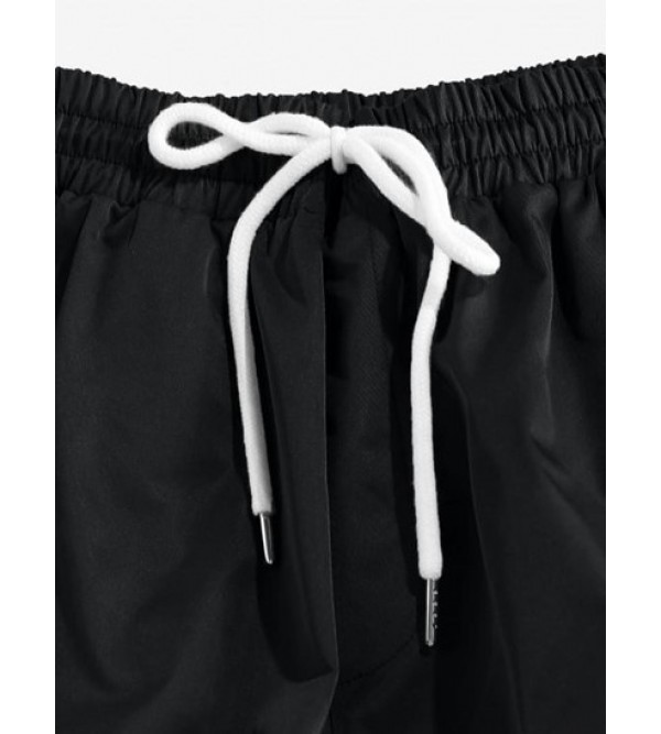 Streetwear Letters Embroidered Drawstring Cargo Techwear Pants