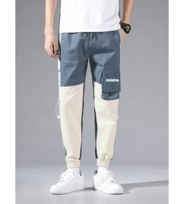 Multi-pocket Design Colorblock Cargo Pants