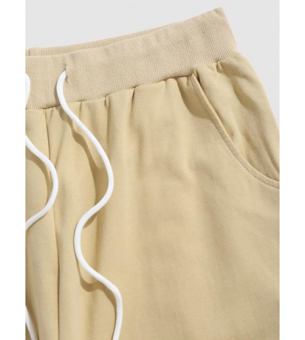 Japanese And Rose Printed Drawstring Jogger Pants