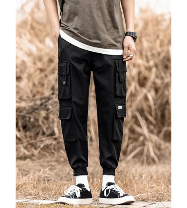 Multi Flap Pockets Drawstring Cargo Jogger Techwear Pants