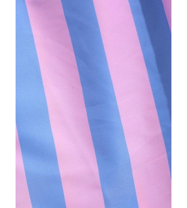 Contrasting Striped Print Beach Shorts