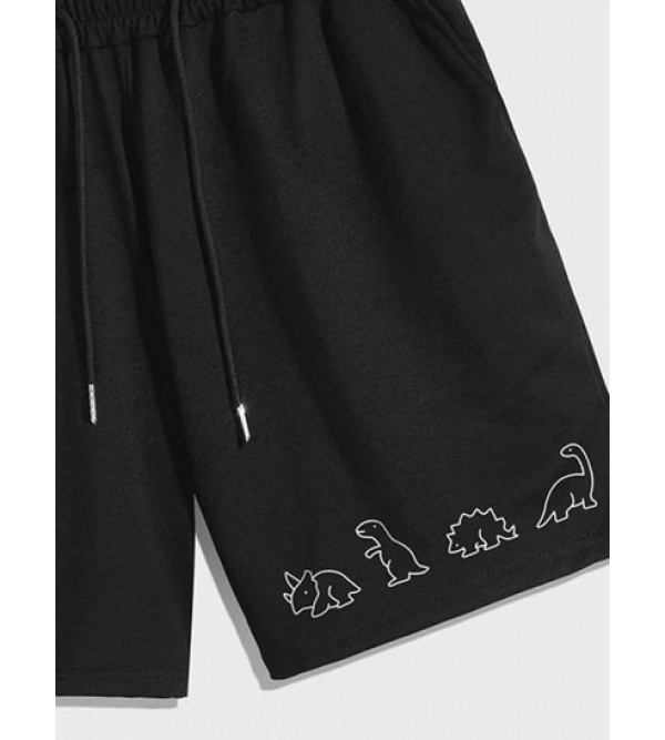 Dinosaur Print Drawstring Shorts