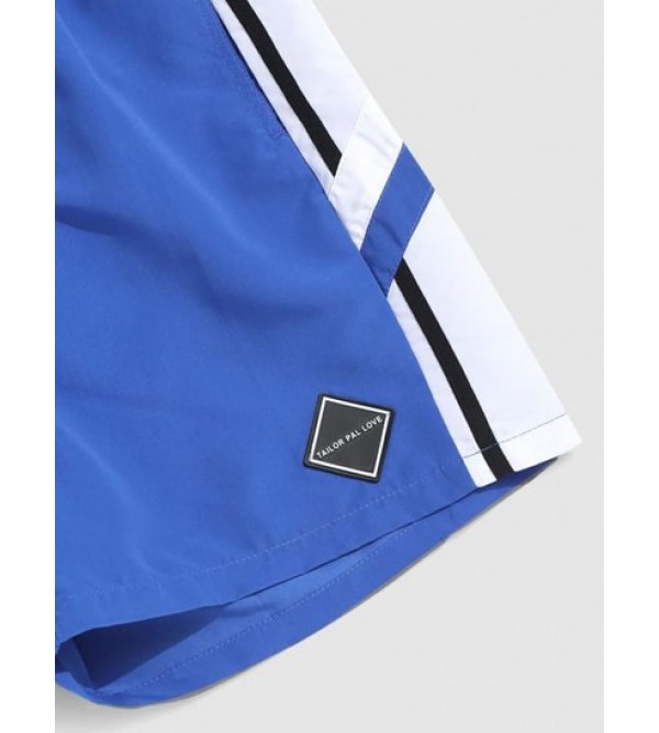 Colorblock Spliced Stripe Casual Shorts