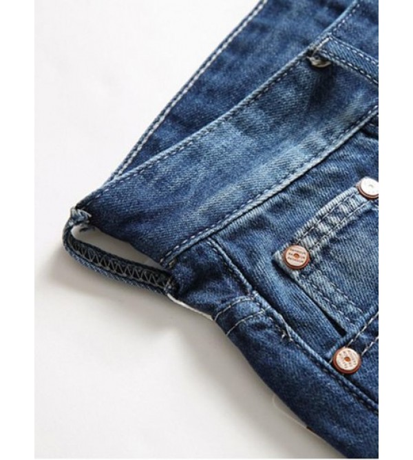 Patchworks Ripped Decoration Denim Shorts