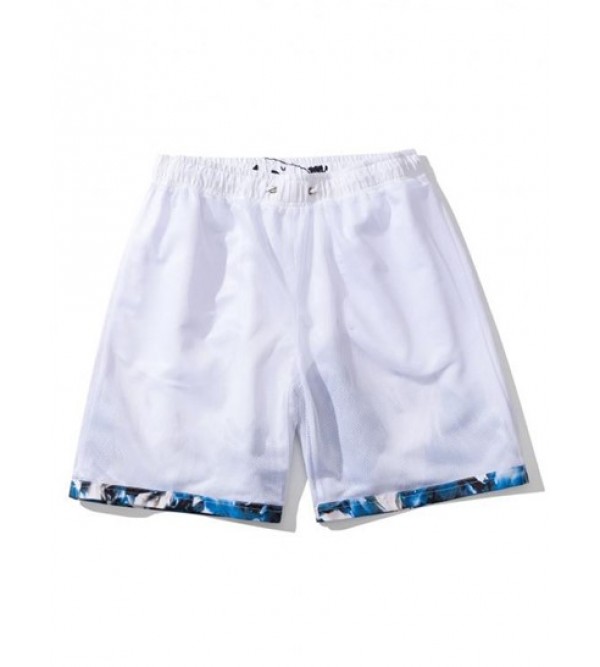 Mountain Painting Letter Print Drawstring Casual Shorts