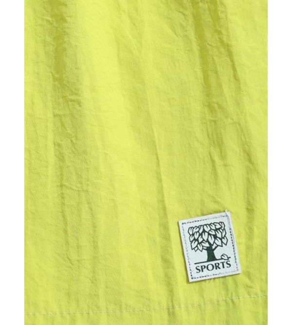 Solid Color Label Design Casual Drawstring Shorts