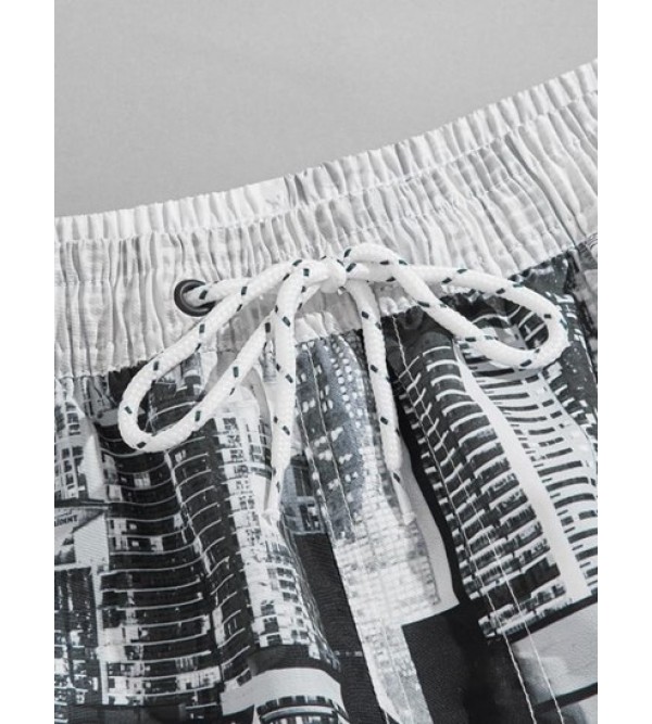 Architecture And Liberty Pockets Print Shorts