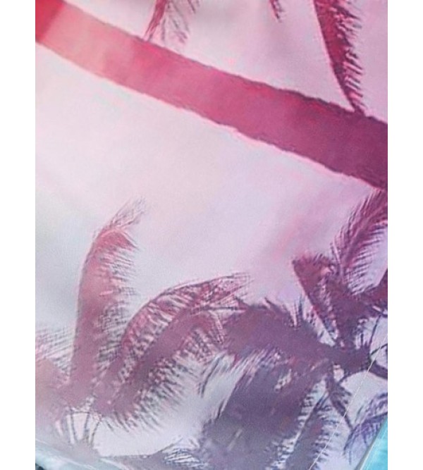 Coconut Tree Print Pocket Drawstring Shorts