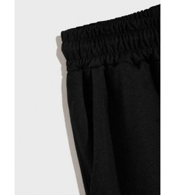 Solid Color Drawstring Sweat Shorts