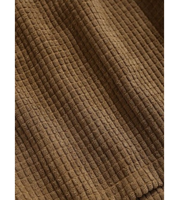 Pure Color Drawstring Corduroy Shorts