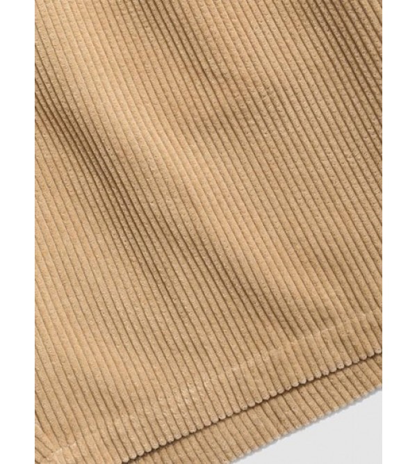 Two Tone Color Drawstring Corduroy Shorts