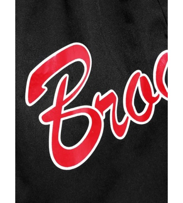 Brooklyn Letter Printed Drawstring Streetwear Basketball Shorts