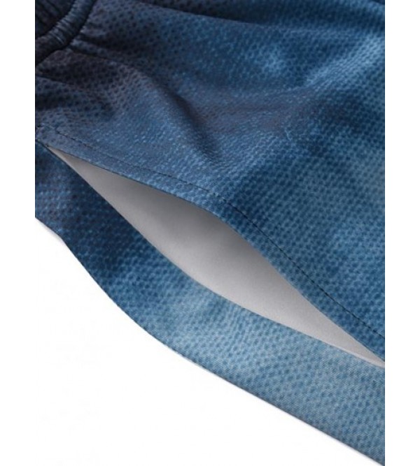 Ombre Print Drawstring Casual Shorts