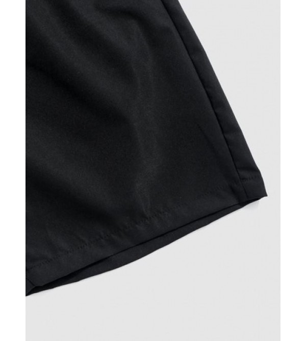Casual Solid Color Drawstring Pockets Shorts