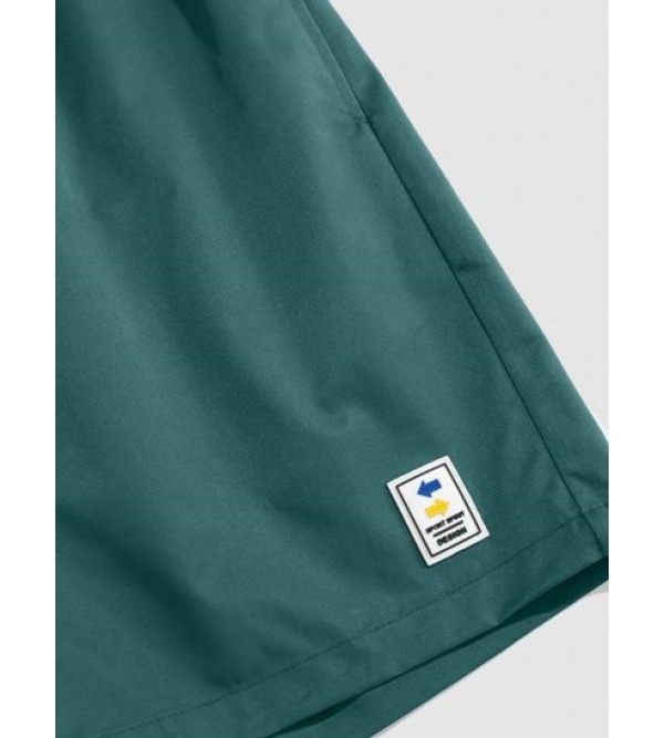 Label Design Solid Color Drawstring Shorts