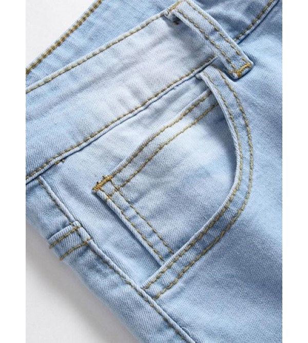 Faded Color Distressed Denim Jeans