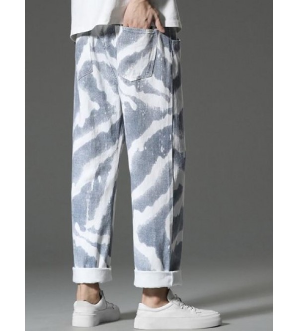 Bleach Wash Wide Leg Jeans