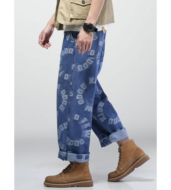 Letters Print Joggers Jeans