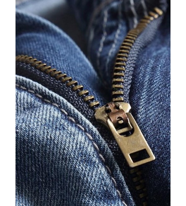 Multi Pocket Label Design Denim Shorts