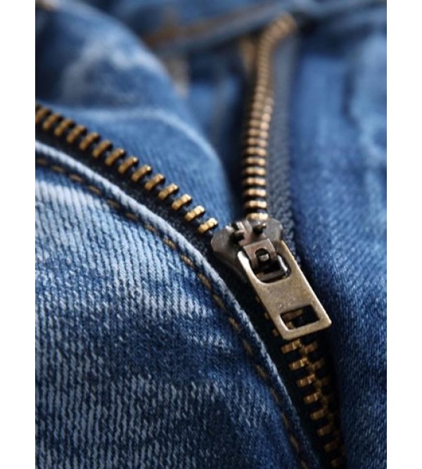 Branch Pattern Light Wash Jeans