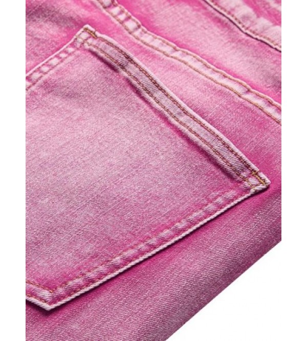 Distressed Stretchy Zipper Fly Jeans