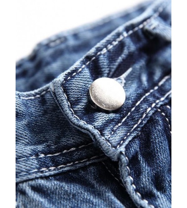 Contrasting Trim Scratch Jeans