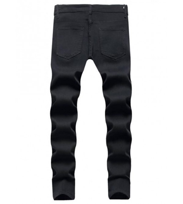 Contrast Ripped Patch Casual Jeans