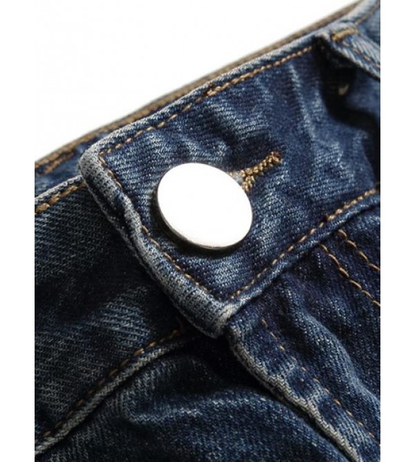 Ripped Vintage Zipper Fly Casual Jeans