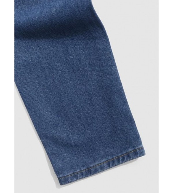 Ripped Colorblock Tapered Jeans