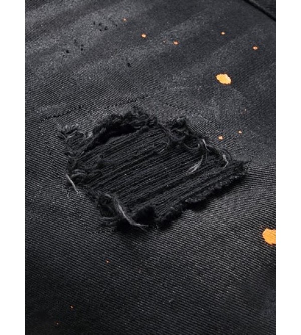 Frayed Splatter Drippy Jeans