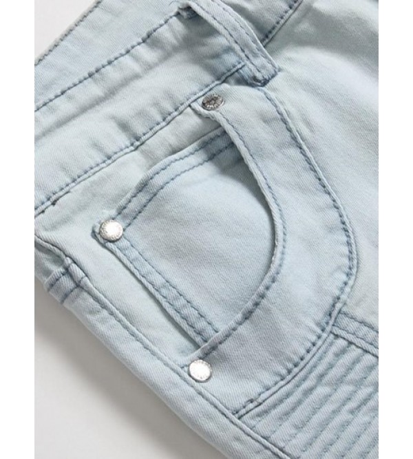Ripped Zipper Pockets Casual Jeans