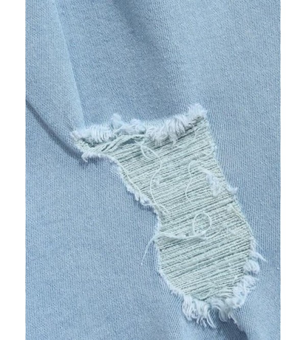 Frayed Hem Ripped Denim Shorts