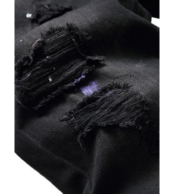 Splatter Ripped Drippy Jeans